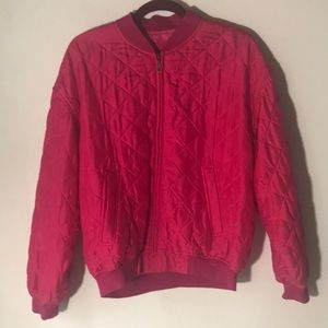 Hot Pink Quilted Ladies Bomber Coat Size Medium